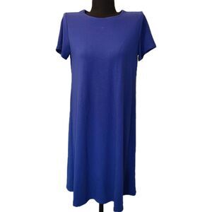 J Jill Women’s XS  Short Sleeve Knit T-shirt Dress Blue Stretch 36 Inch Length